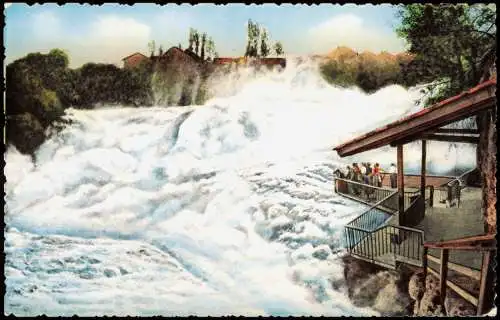 Ansichtskarte Neuhausen am Rheinfall Rheinfall mit Fischetz 1962