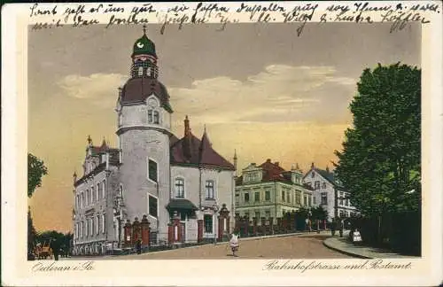 Ansichtskarte Oederan Bahnhofstraße, Post 1927