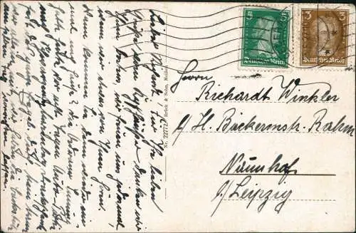 Ansichtskarte Oederan Bahnhofstraße, Post 1927