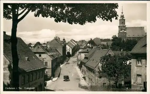 Ansichtskarte Oederan Langestraße, Fotokarte 1937