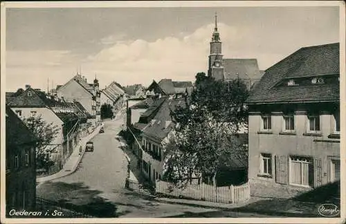 Ansichtskarte Oederan Langestraße, Kreuzung 1939