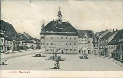 Ansichtskarte Oederan Marktplatz und Freibergerstrasse 1913