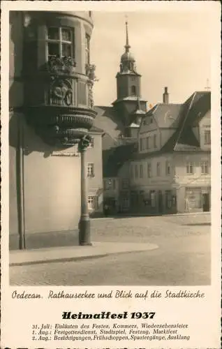 Oederan Heimatfest, Rathauserker und Blick auf die Stiftskirche 1937