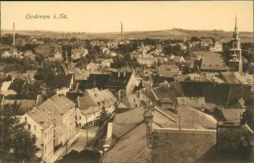 Ansichtskarte Oederan Blick über die Stadt 1914