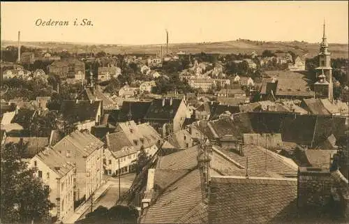 Ansichtskarte Oederan Blick über die Stadt 1923