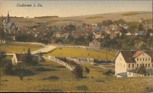 Ansichtskarte Oederan Villa, Straße, Stadt - coloriert 1920