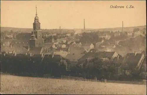 Ansichtskarte Oederan Stadt mit Schornsteinen 1915