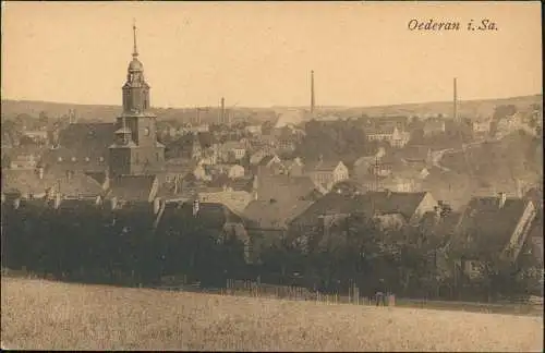 Ansichtskarte Oederan Stadt mit Schornsteinen 1920