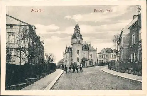 Ansichtskarte Oederan Straßenpartie vor der Kaiserl. Post 1909