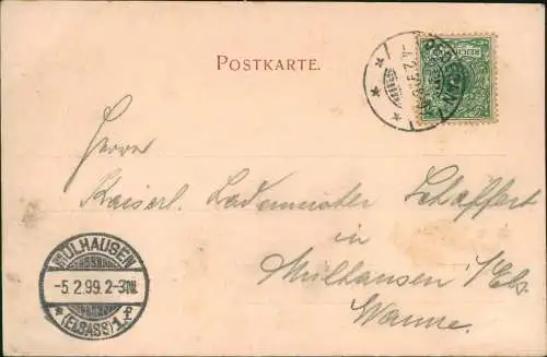 Ansichtskarte Oederan Stadt, Fachwerkhäuser 1899  Ankunftstempel Mülhausen Elsaß