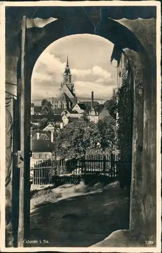 Ansichtskarte Oederan Durchblick auf die Stadt - Fotokarte 1939