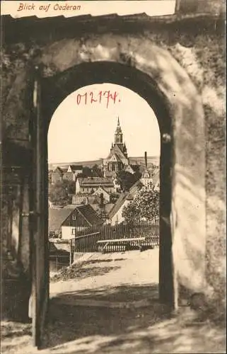 Ansichtskarte Oederan Durchblick auf die Stadt 1910