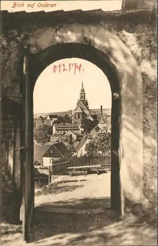 Ansichtskarte Oederan Durchblick auf die Stadt 1912
