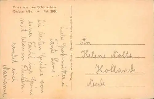 Ansichtskarte Oederan Gruss aus dem Schützenhaus 1924