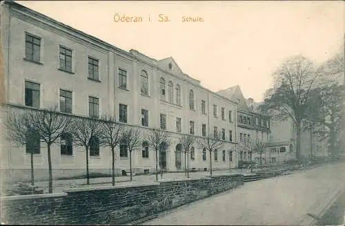 Ansichtskarte Oederan Partie an der Schule 1914