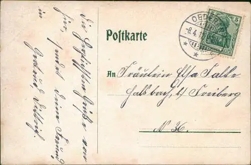 Ansichtskarte Oederan Restaurant Erholung, Poststrasse. 1912