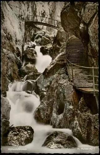 Ansichtskarte Grainau Höllentalklamm Wasserfall Waterfall in Bavaria 1960