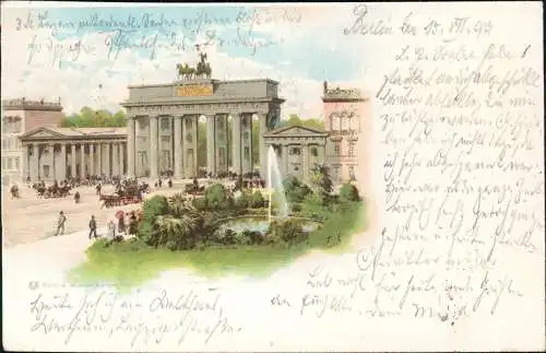 Ansichtskarte Litho AK Mitte-Berlin Brandenburger Tor 1899