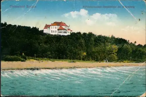 Zoppot Sopot Höhenrestaurant Bergschloss am Menzelweg 1917  gel Stempel Danzig