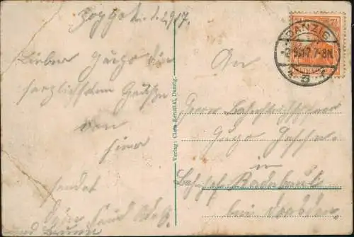 Zoppot Sopot Höhenrestaurant Bergschloss am Menzelweg 1917  gel Stempel Danzig