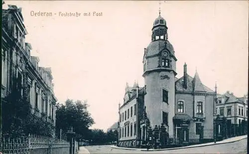 Ansichtskarte Oederan Post-Straße mit Post 1910