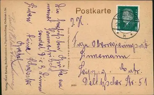 Ansichtskarte Oederan Post-Straße mit Post 1910