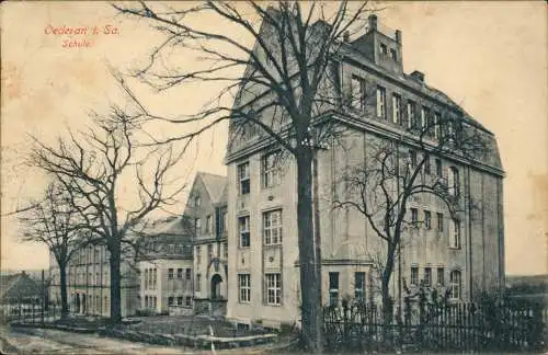 Ansichtskarte Oederan Schule - Rückseite 1913