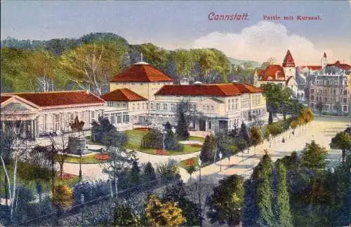 Ansichtskarte Cannstatt-Stuttgart Partie mit Kursaal. 1914