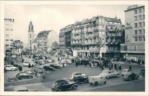 Ansichtskarte Frankfurt am Main Roßmarkt, Verkehr u.a. VW Käfer 1955