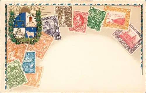 Ansichtskarte  Briefmarken Ansichtskarte Uruguay Heraldik 1905