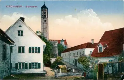 Ansichtskarte Kirchheim in Schwaben Straßenpartie 1927