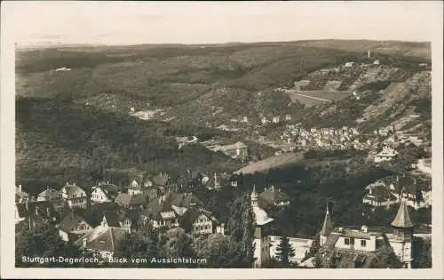 Ansichtskarte Stuttgart Blick vom Aussichtsturm auf Degerloch 1927/1929