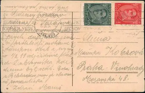 Postcard Sarajevo Stadtpartie 1934