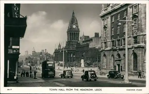 Postcard Leeds Town Hall from the headrow 1960