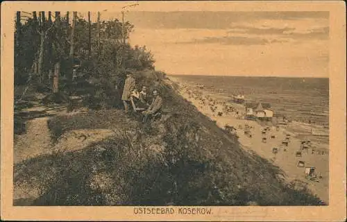 Ansichtskarte Koserow Usedom Strand, Seebrücke 1924