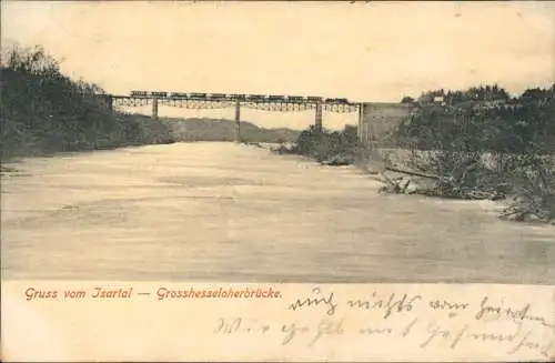 Ansichtskarte Pullach (Isartal) Grosshesseloherbrücke 1908
