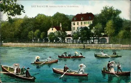 Ansichtskarte Bad Nauheim Gondelteich und Teichhaus 1912