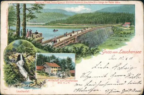 Ansichtskarte Litho Lenzkirch Lauchensee, Wirtschaft, Lauchenfall 1901