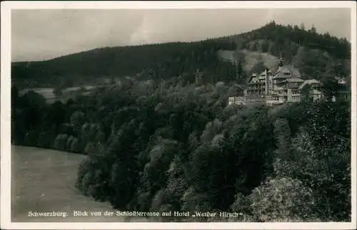 Schwarzburg Blick von der Schloßterrasse auf Hotel „Weißer Hirsch" 1938