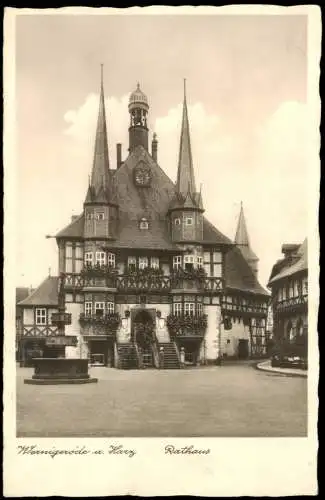 Ansichtskarte Wernigerode Rathaus 1937