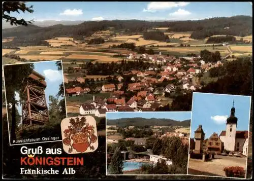 Königstein (Oberpfalz) Mehrbild-AK mit Panorama u. Aussichtsturm Ossinger 1975