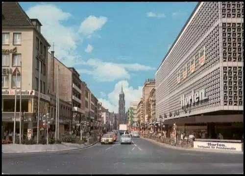 Krefeld Crefeld Rheinstraße, Horten Kaufhaus, Autos u.a. Mercedes 1970