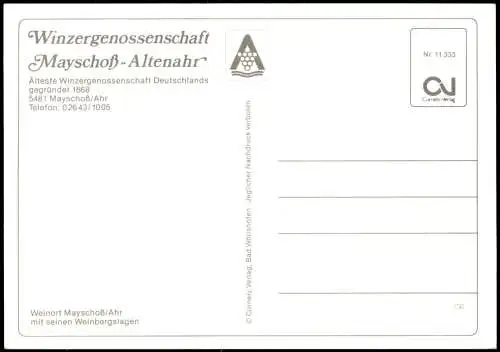 Ansichtskarte Mayschoß Weinort Mayschoß Ahr mit seinen Weinbergslagen 1980