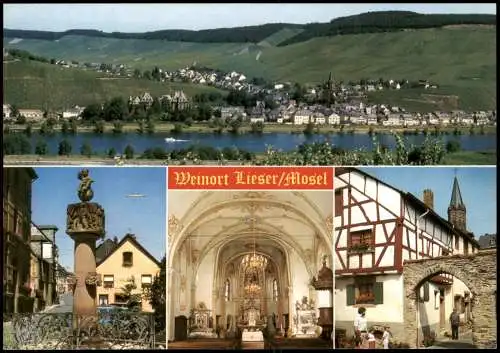 Ansichtskarte Lieser Wein- und Ferienort a.d. Mosel (Mehrbildkarte) 1990