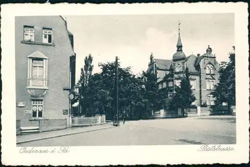 Ansichtskarte Oederan Poststrasse, Kreuzung - Restaurant 1928