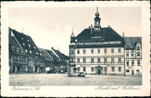 Ansichtskarte Oederan Marktplatz u. Rathaus 1928