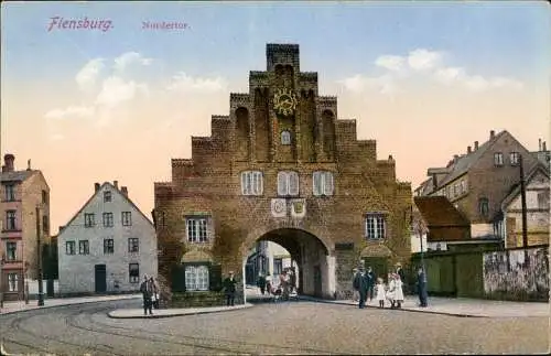 Flensburg Nordertor Strasse 1920   frankiert mit 2 1/2 Slesvig Briefmarke