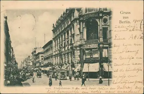 Ansichtskarte Berlin Friedrichstrasse II, Pferdebahn 1900  A-Stempel Utrecht