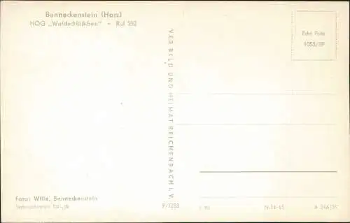 Ansichtskarte Benneckenstein HOG "Waldschlößchen" im Winter 1959