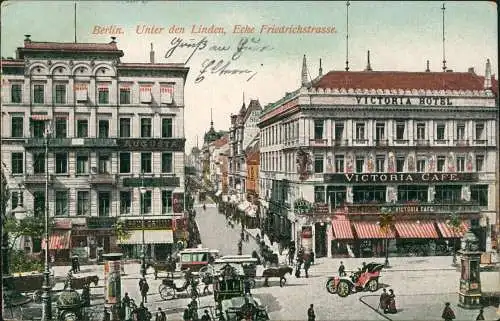 Ansichtskarte Mitte-Berlin Unter den Linden, Ecke Friedrichstrasse. 1913